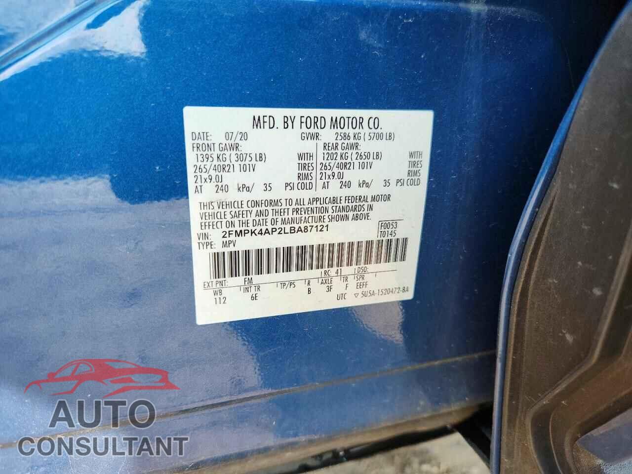 FORD EDGE 2020 - 2FMPK4AP2LBA87121
