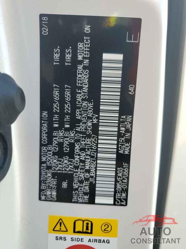 LEXUS NX 2018 - JTJBARBZ1J2169257