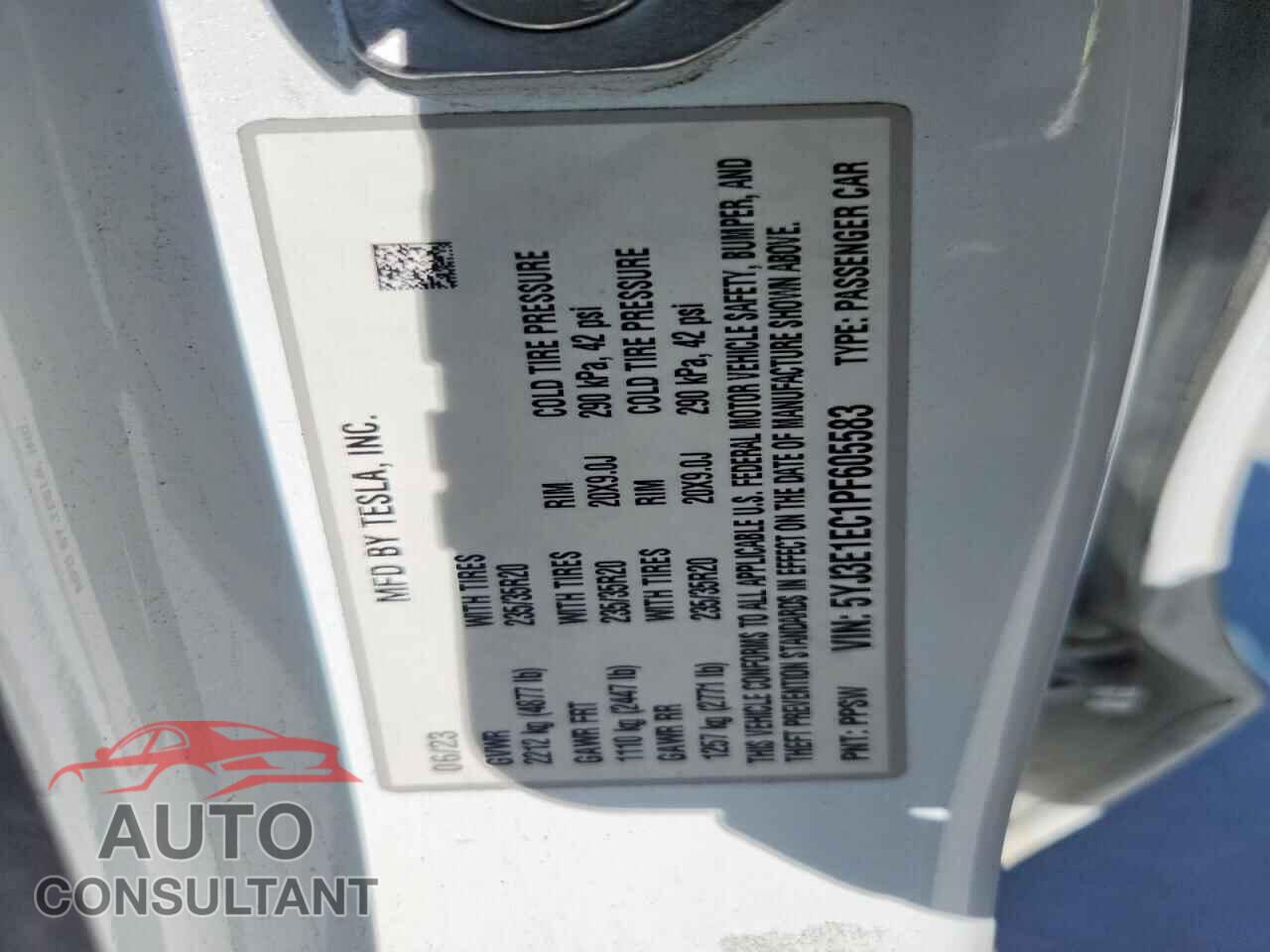 TESLA MODEL 3 2023 - 5YJ3E1EC1PF605583