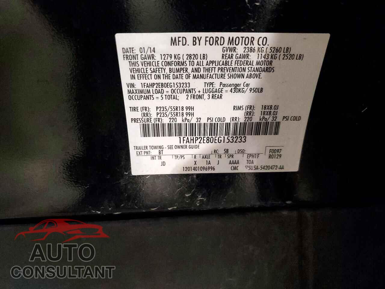 FORD TAURUS 2014 - 1FAHP2E80EG153233