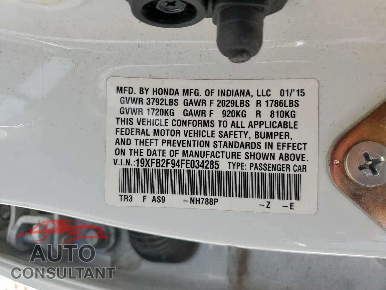 HONDA CIVIC 2015 - 19XFB2F94FE034285