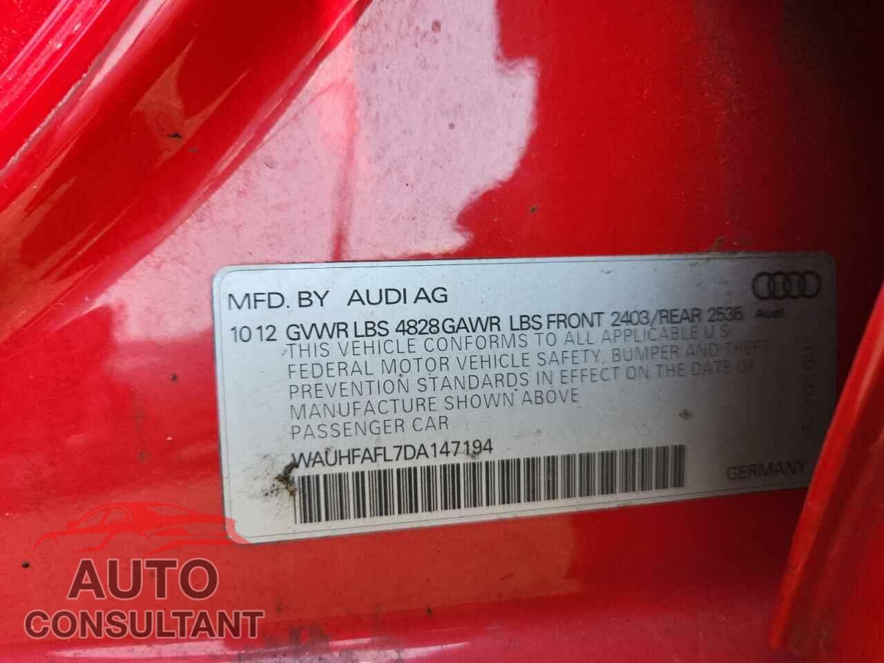 AUDI A4 2013 - WAUHFAFL7DA147194