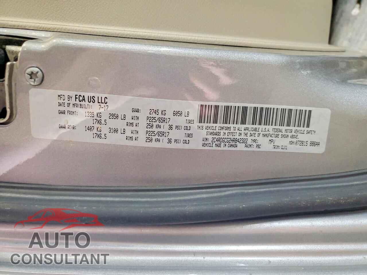 DODGE CARAVAN 2017 - 2C4RDGCG2HR842322