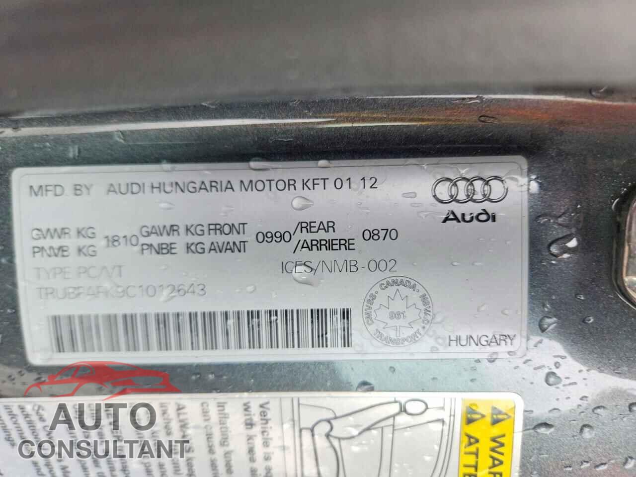 AUDI TT 2012 - TRUBFAFK9C1012643