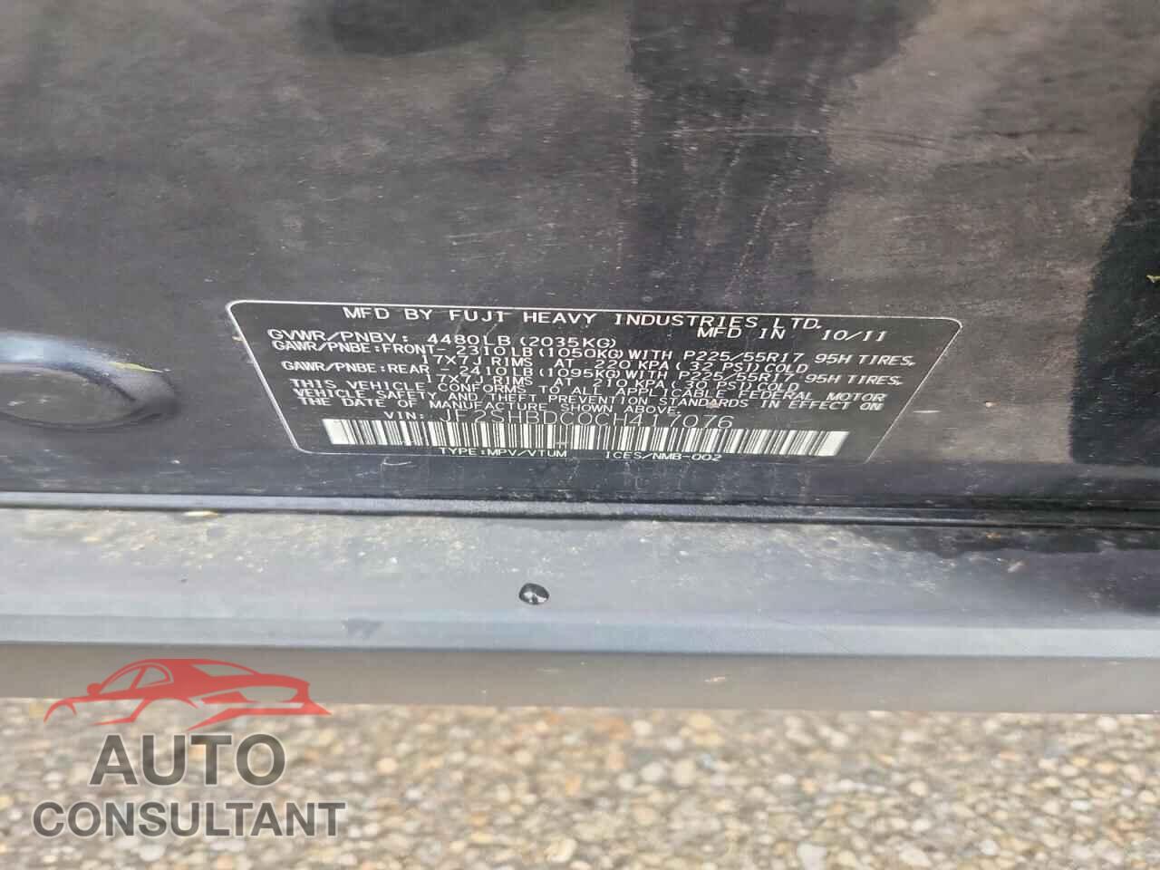 SUBARU FORESTER 2012 - JF2SHBDC0CH417076