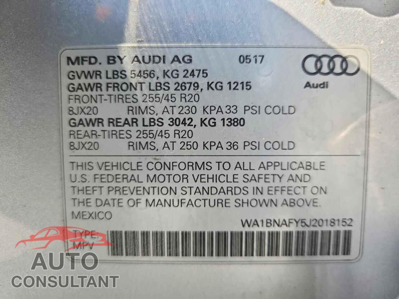 AUDI Q5 2018 - WA1BNAFY5J2018152