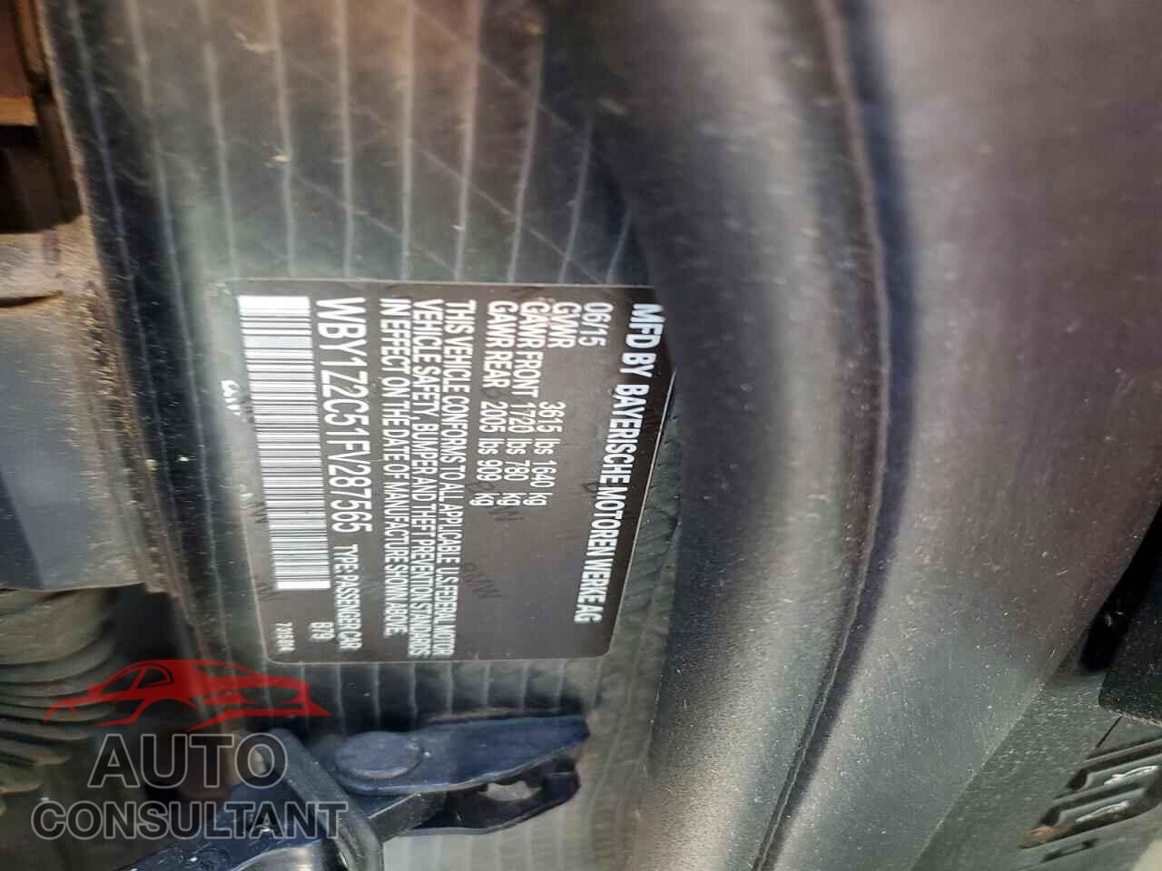 BMW I SERIES 2015 - WBY1Z2C51FV287565