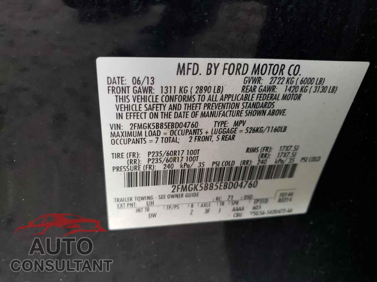 FORD FLEX 2014 - 2FMGK5B85EBD04760