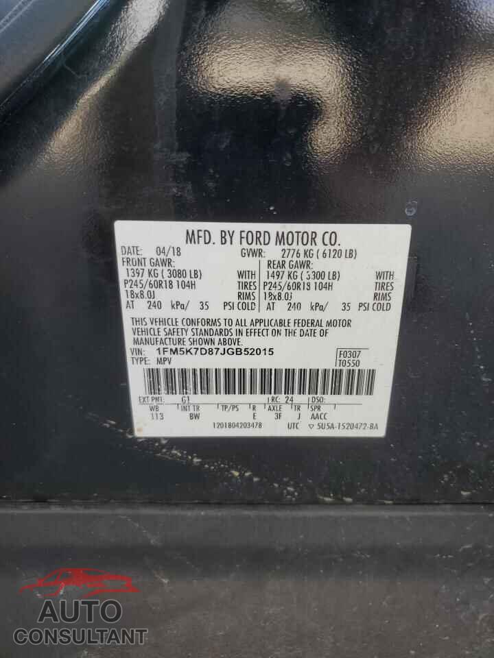 FORD EXPLORER 2018 - 1FM5K7D87JGB52015