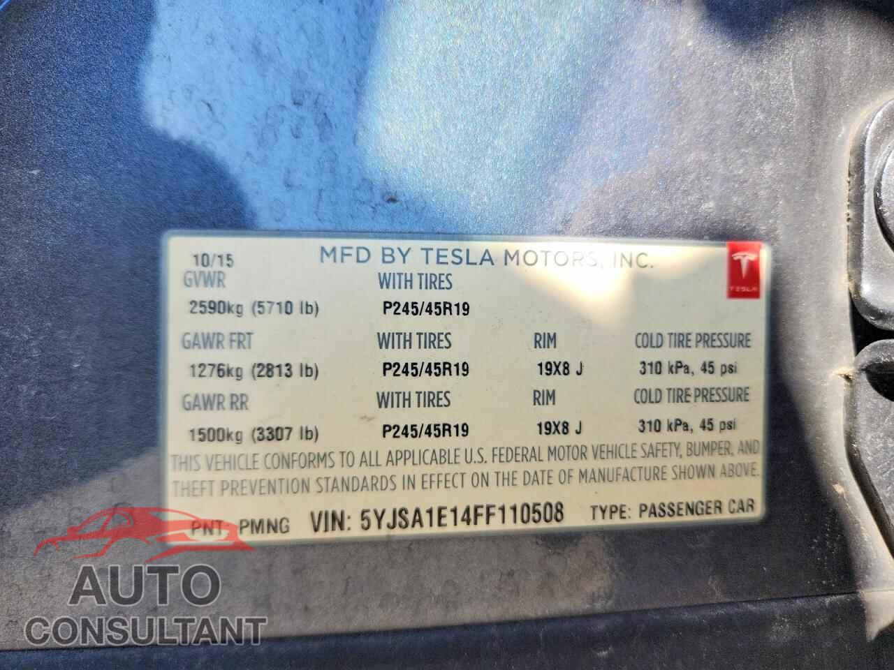 TESLA MODEL S 2015 - 5YJSA1E14FF110508