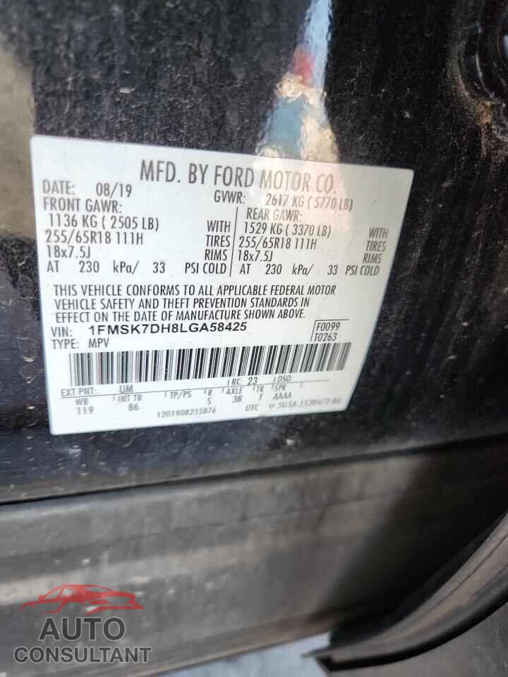 FORD EXPLORER 2020 - 1FMSK7DH8LGA58425