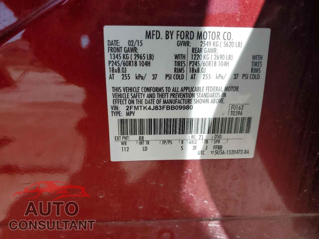 FORD EDGE 2015 - 2FMTK4J83FBB09980