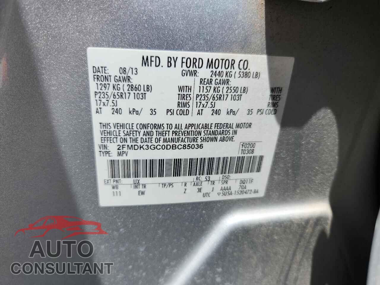FORD EDGE 2013 - 2FMDK3GC0DBC85036