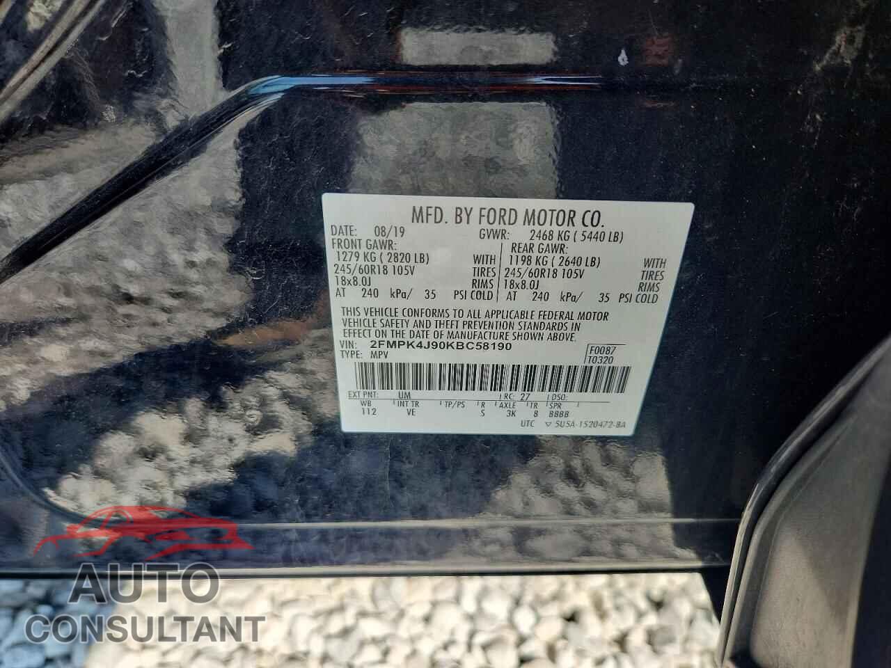 FORD EDGE 2019 - 2FMPK4J90KBC58190