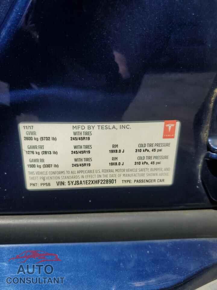 TESLA MODEL S 2017 - 5YJSA1E2XHF228901