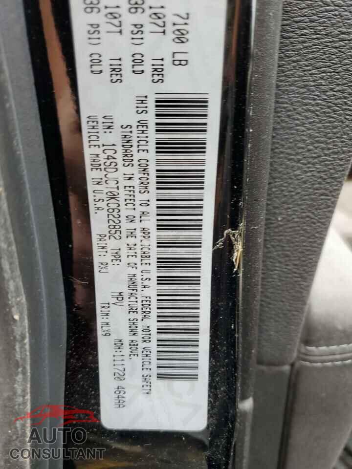 DODGE DURANGO 2019 - 1C4SDJCT0KC622852