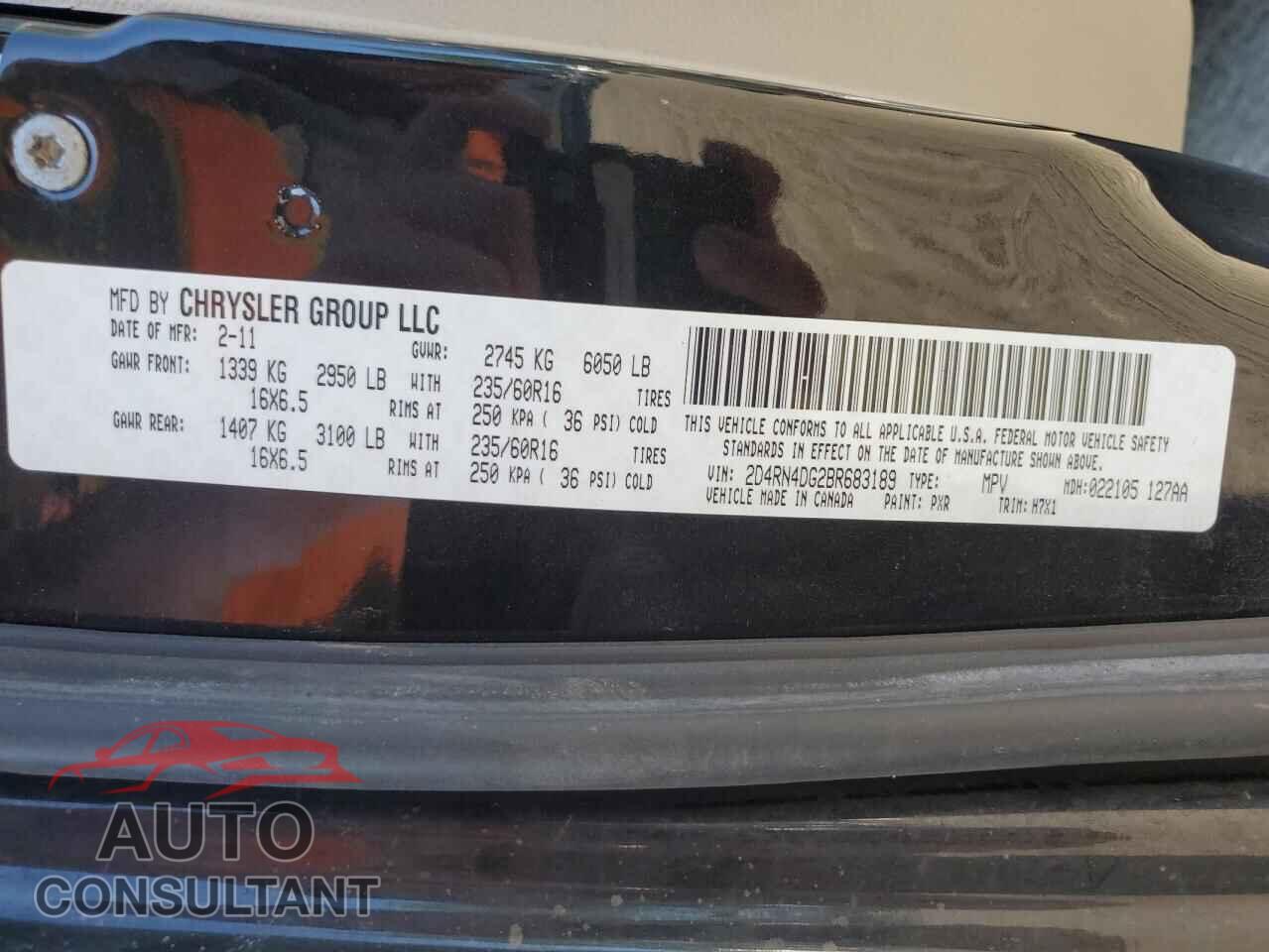 DODGE CARAVAN 2011 - 2D4RN4DG2BR683189