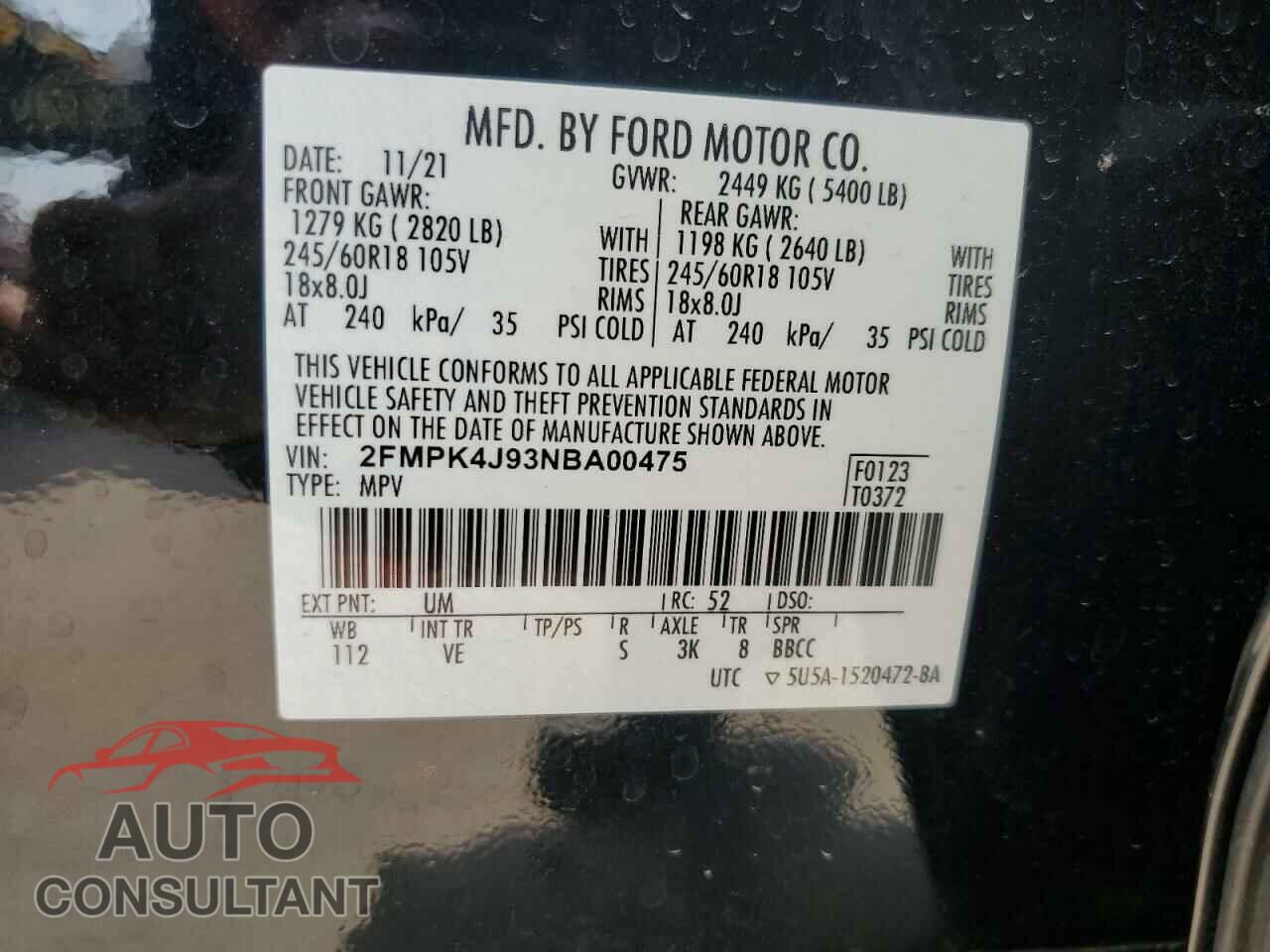 FORD EDGE 2022 - 2FMPK4J93NBA00475