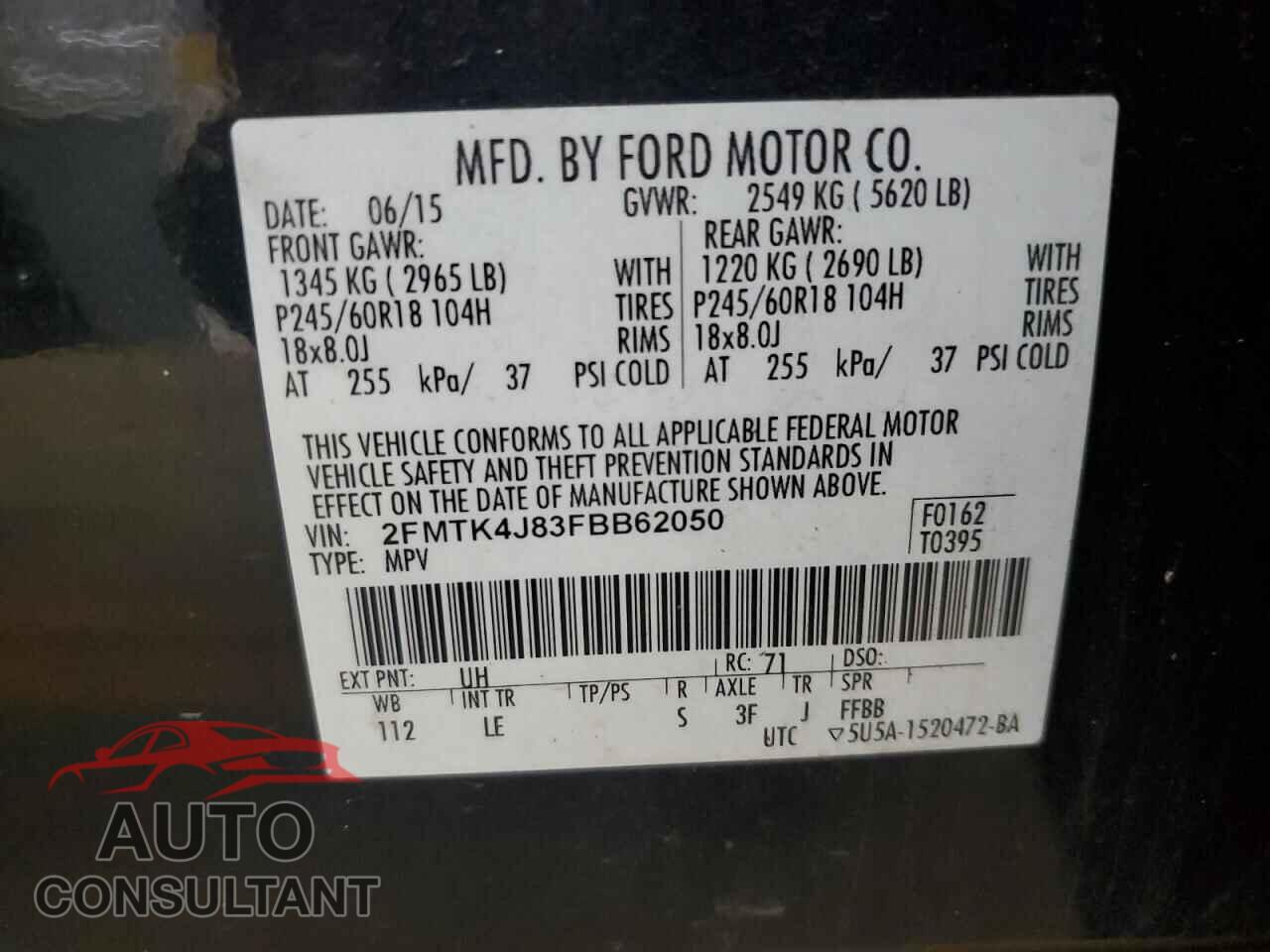 FORD EDGE 2015 - 2FMTK4J83FBB62050