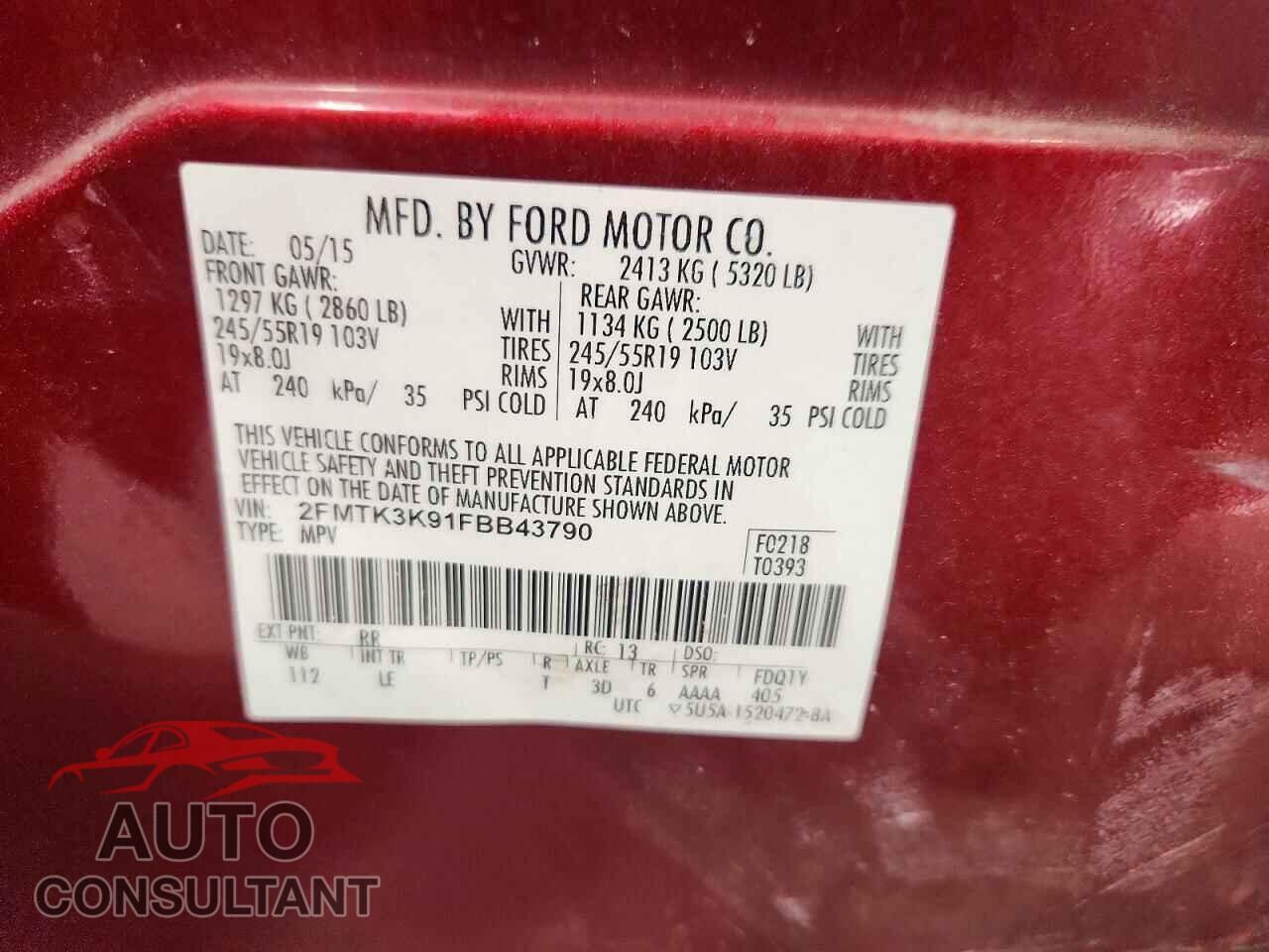 FORD EDGE 2015 - 2FMTK3K91FBB43790