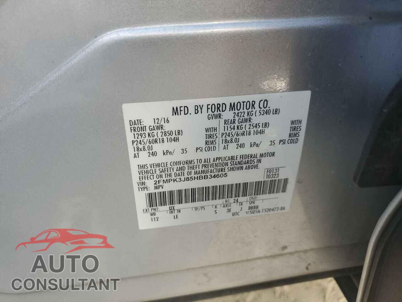 FORD EDGE 2017 - 2FMPK3J85HBB34605