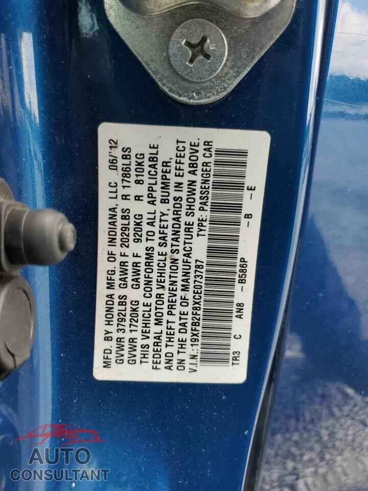 HONDA CIVIC 2012 - 19XFB2F8XCE073787