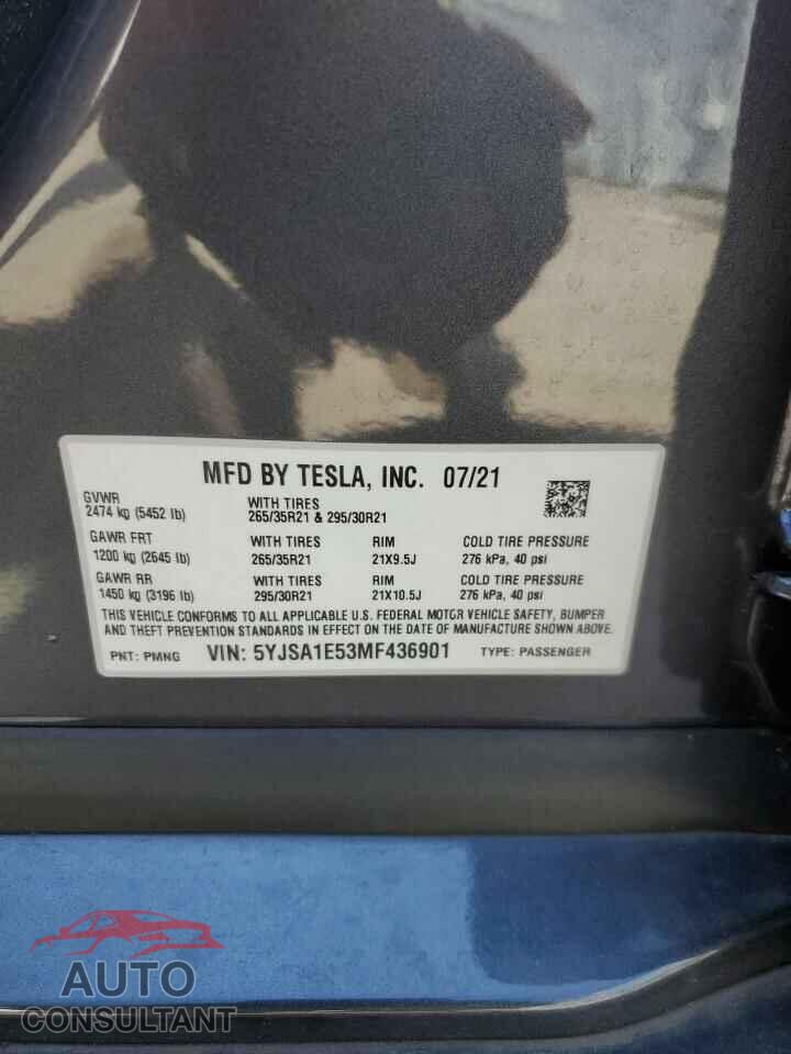 TESLA MODEL S 2021 - 5YJSA1E53MF436901