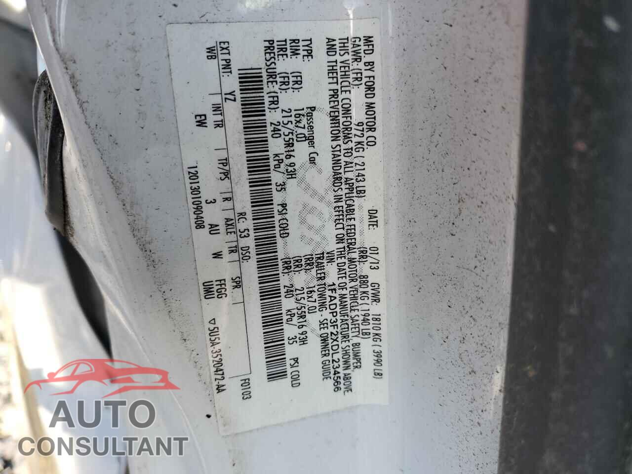 FORD FOCUS 2013 - 1FADP3F2XDL234566