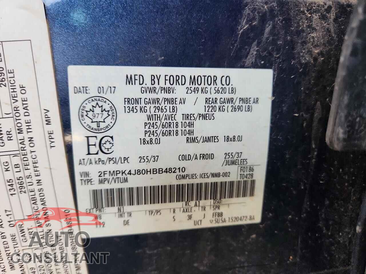 FORD EDGE 2017 - 2FMPK4J80HBB48210