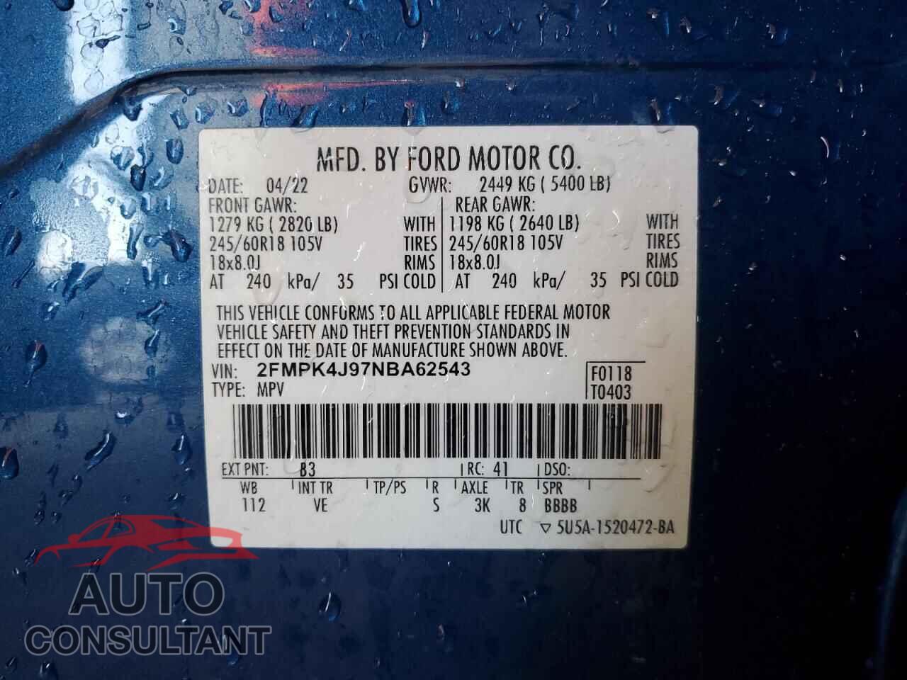 FORD EDGE 2022 - 2FMPK4J97NBA62543