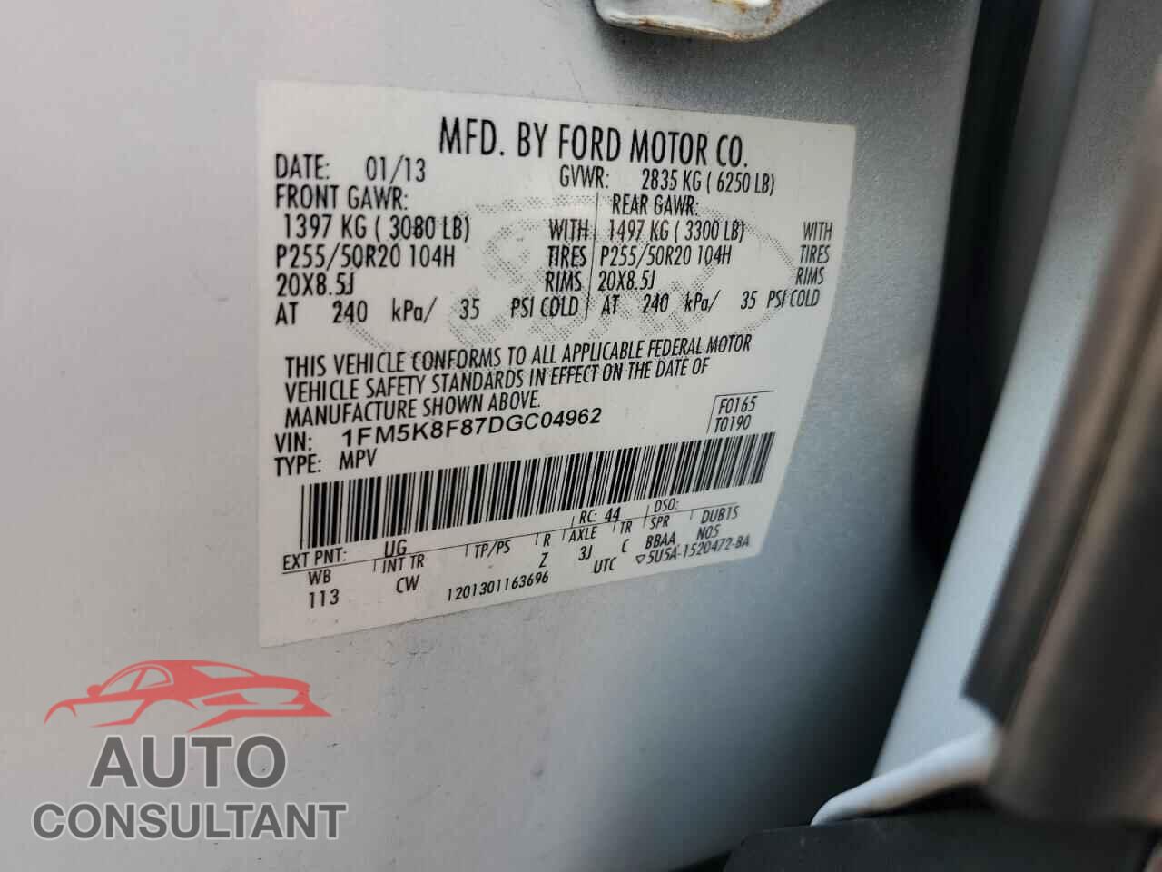 FORD EXPLORER 2013 - 1FM5K8F87DGC04962