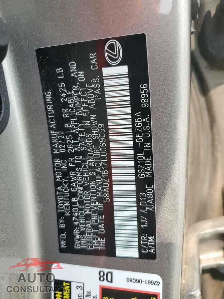 LEXUS ES350 2020 - 58ADZ1B17LU069059