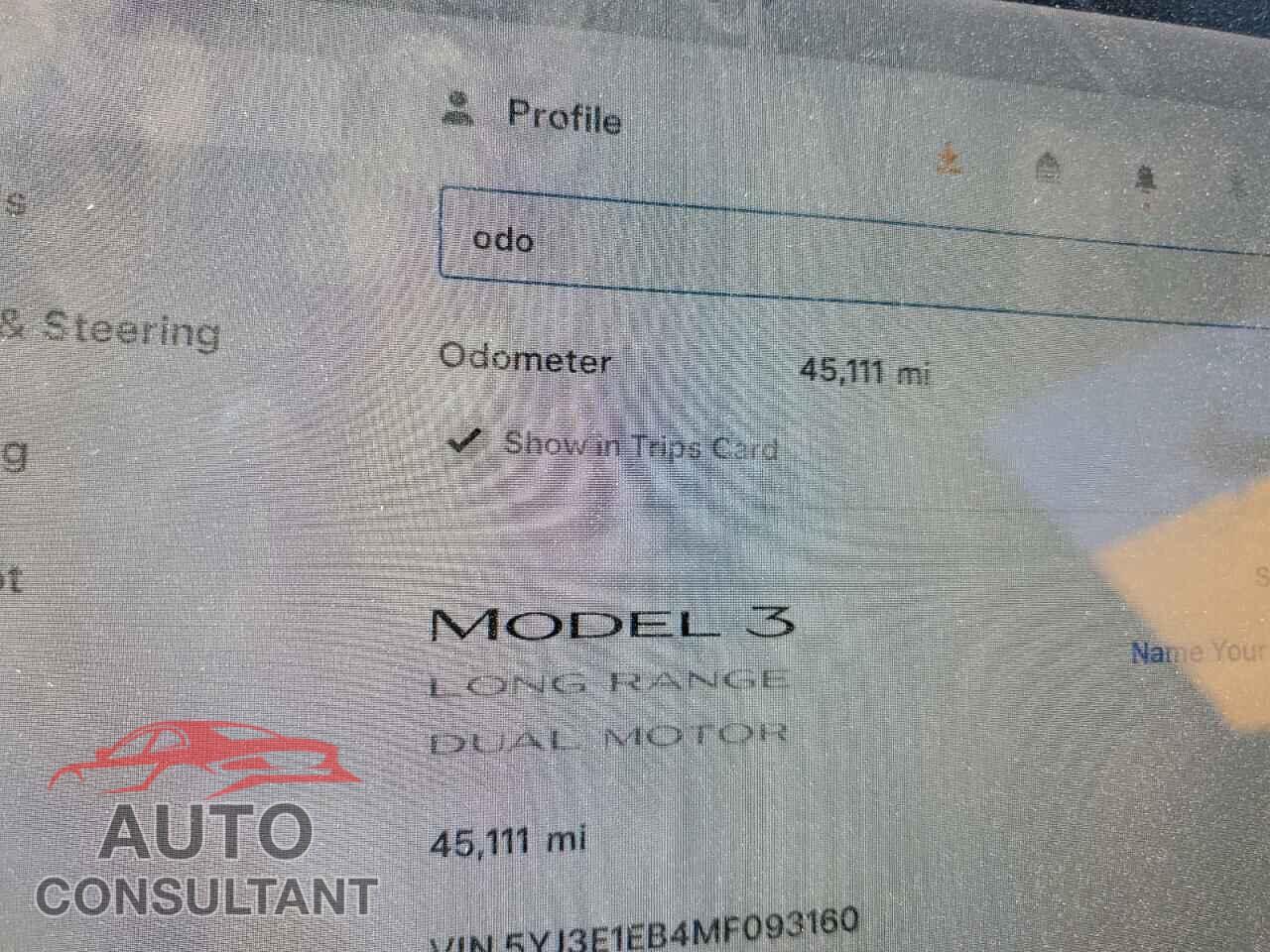 TESLA MODEL 3 2021 - 5YJ3E1EB4MF093160