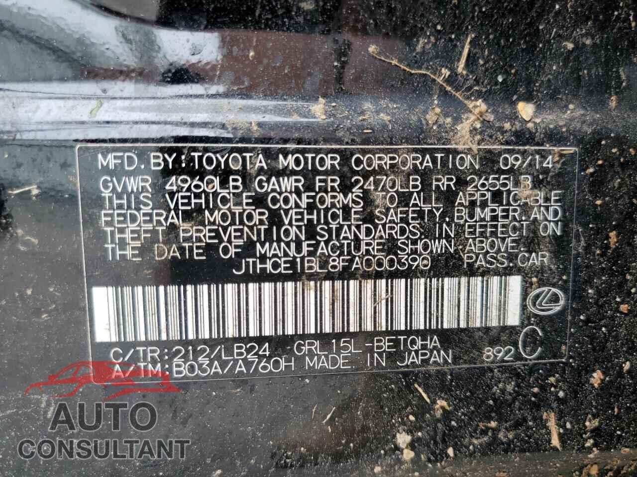 LEXUS GS350 2015 - JTHCE1BL8FA000390