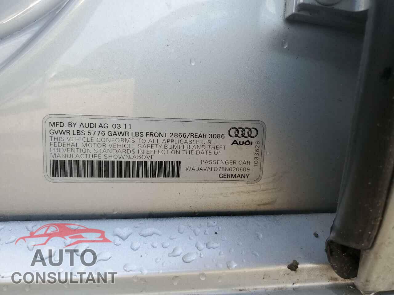 AUDI A8 2011 - WAUAVAFD7BN020609