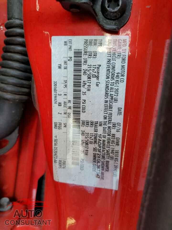 FORD FOCUS 2016 - 1FADP3F2XGL367347