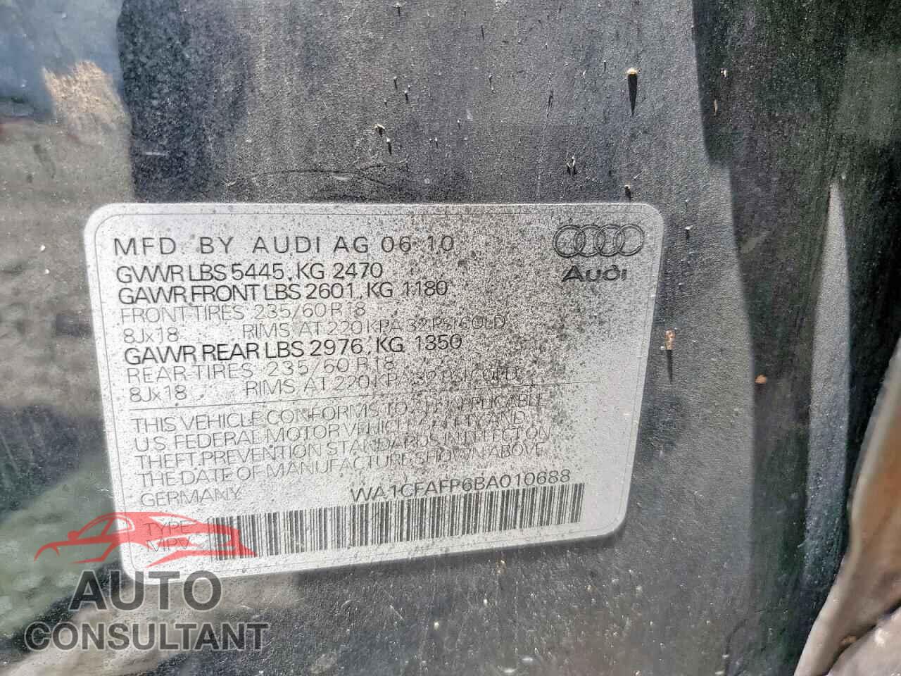 AUDI Q5 2011 - WA1CFAFP6BA010688