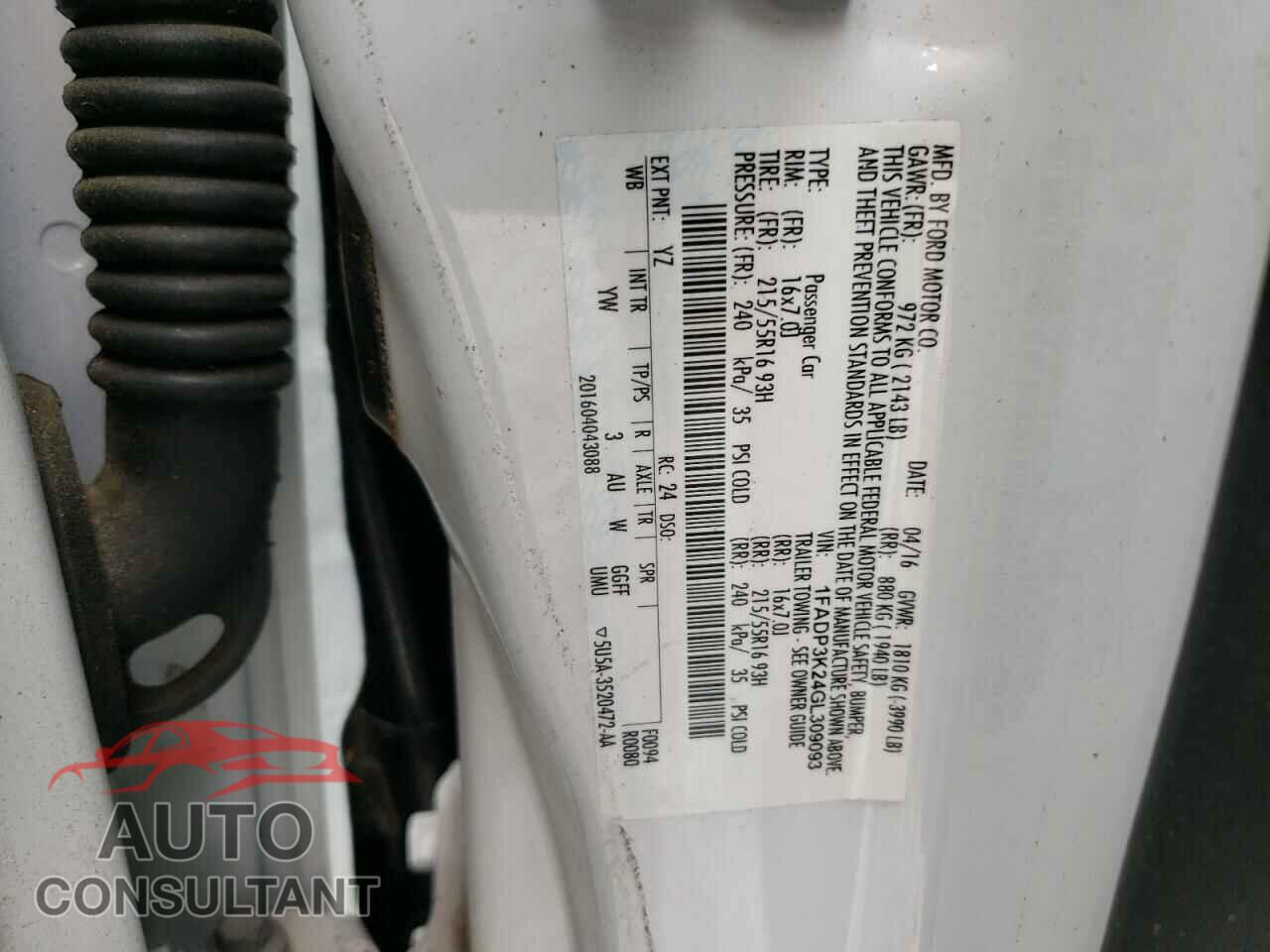 FORD FOCUS 2016 - 1FADP3K24GL309093
