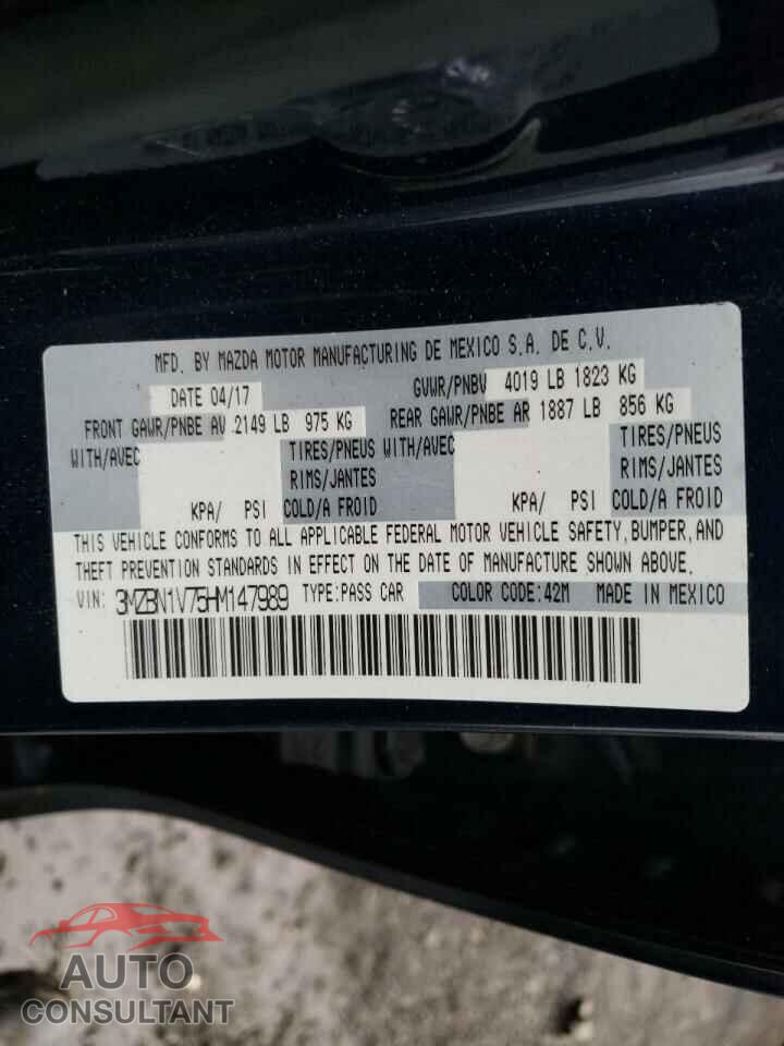 MAZDA 3 2017 - 3MZBN1V75HM147989