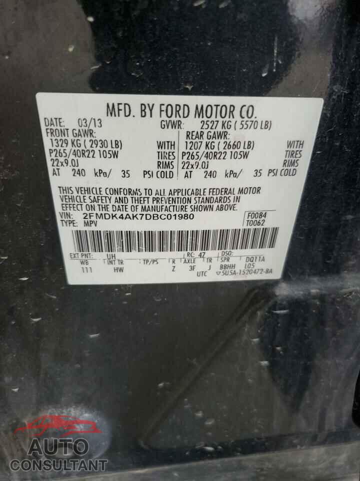 FORD EDGE 2013 - 2FMDK4AK7DBC01980