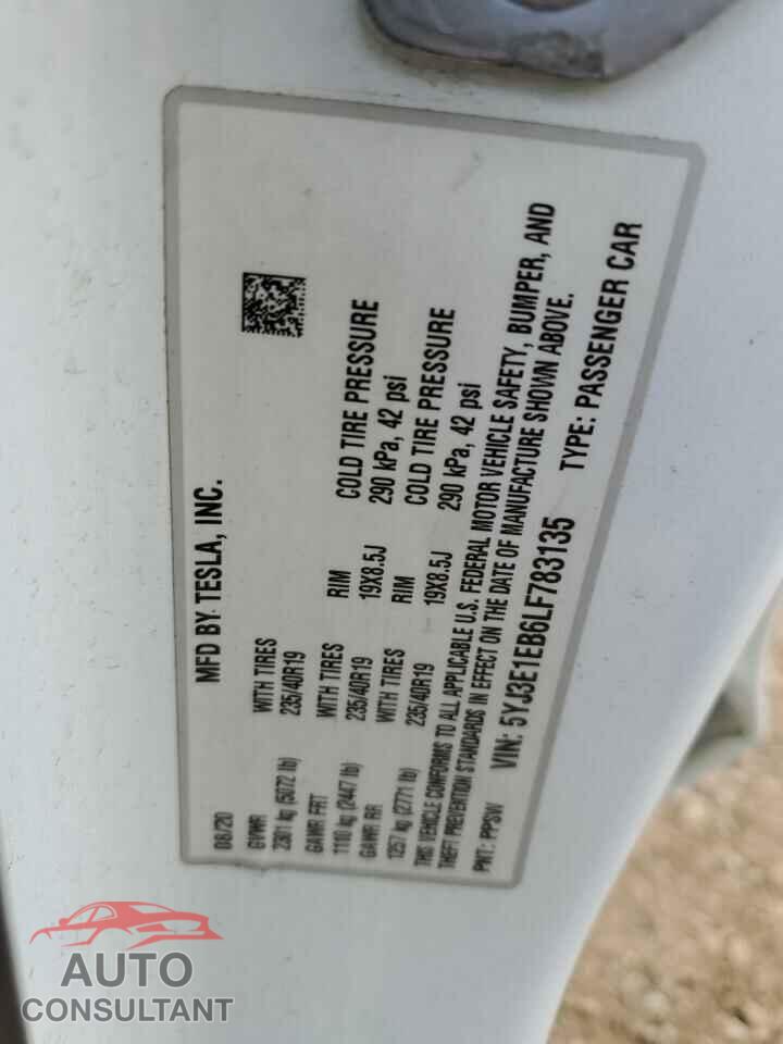 TESLA MODEL 3 2020 - 5YJ3E1EB6LF783135