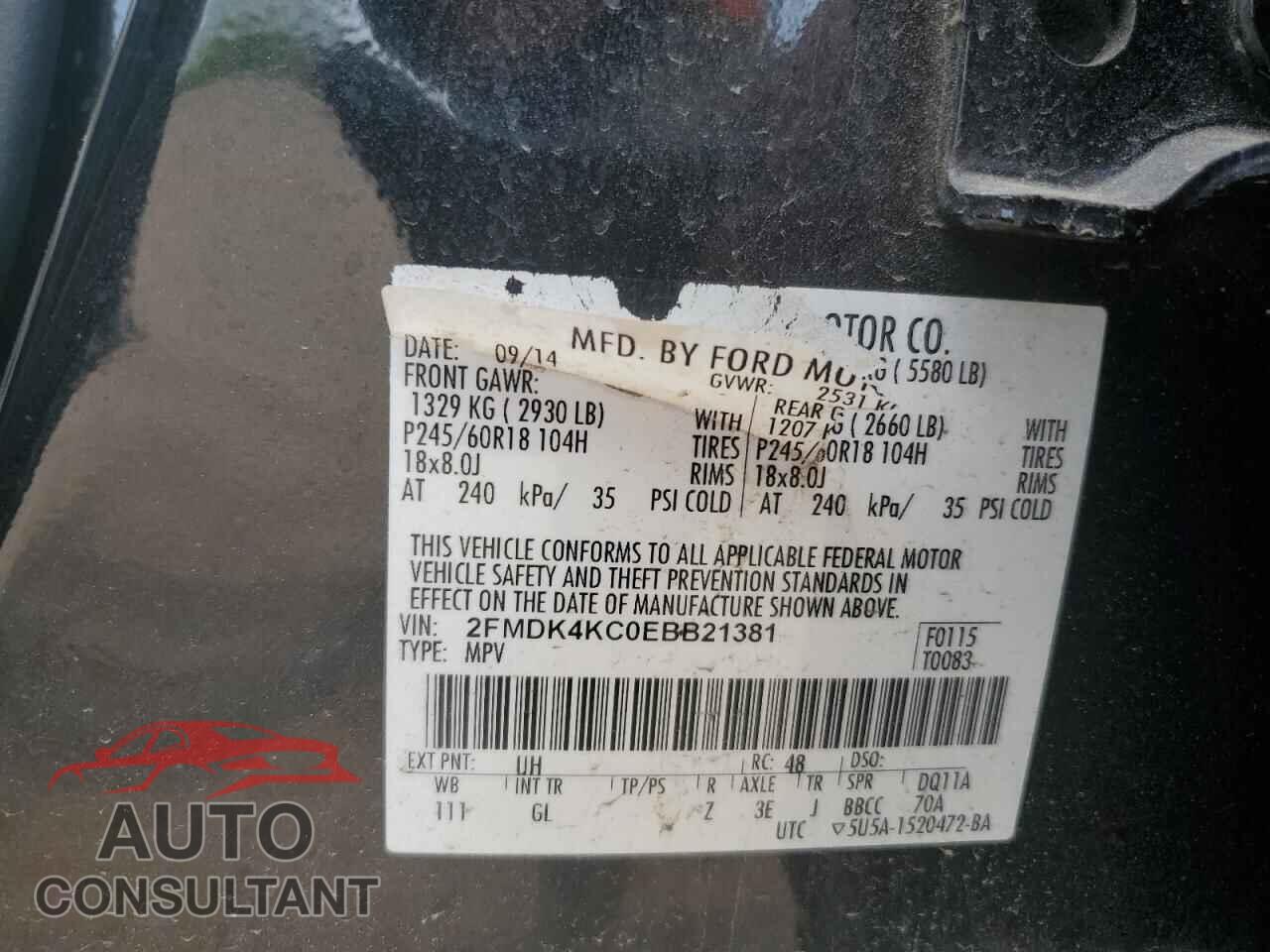 FORD EDGE 2014 - 2FMDK4KC0EBB21381