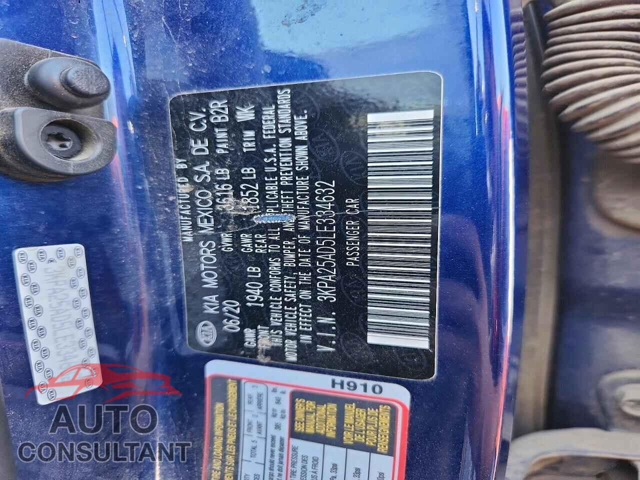 KIA RIO 2020 - 3KPA25AD5LE334632
