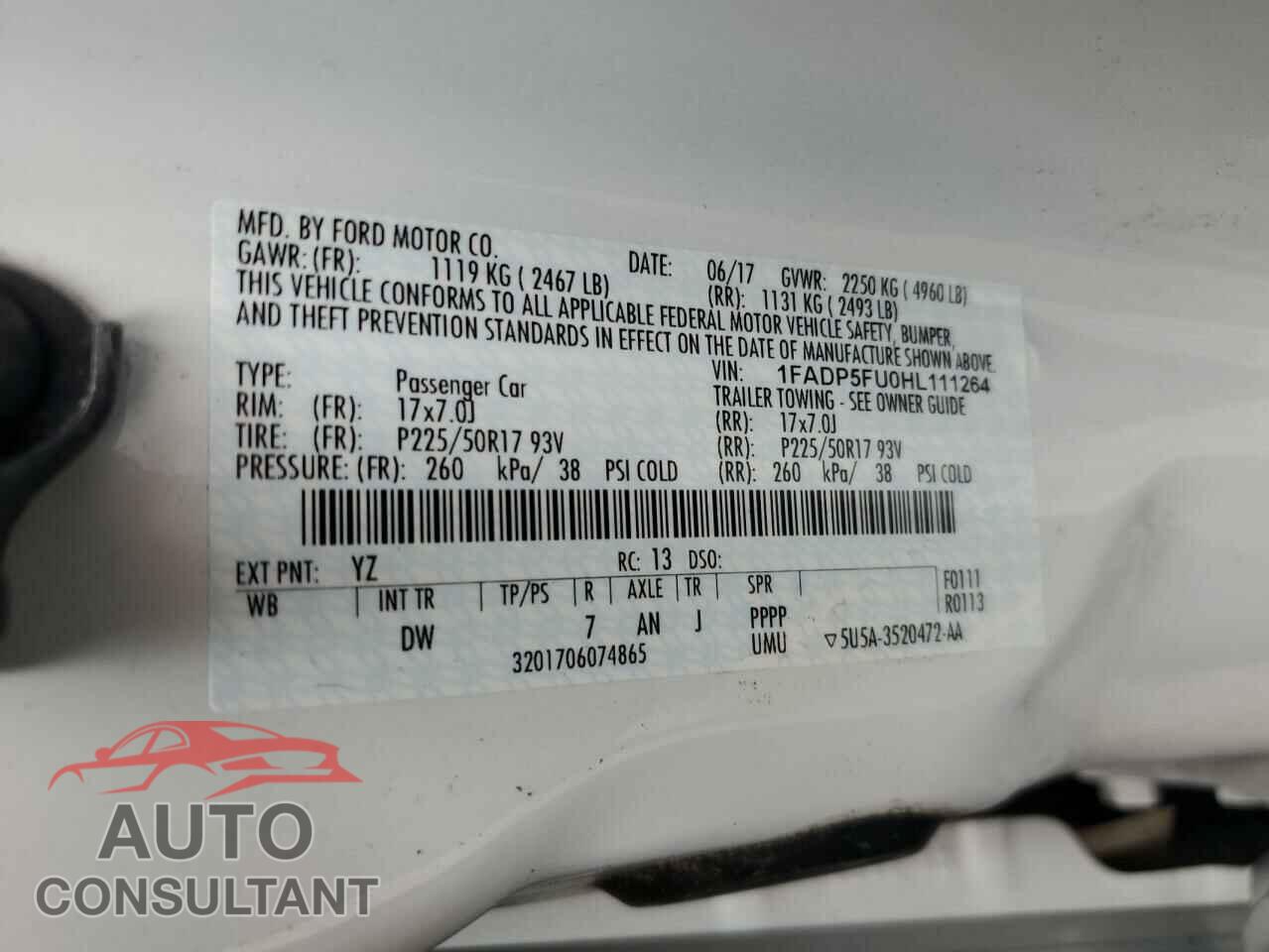 FORD CMAX 2017 - 1FADP5FU0HL111264