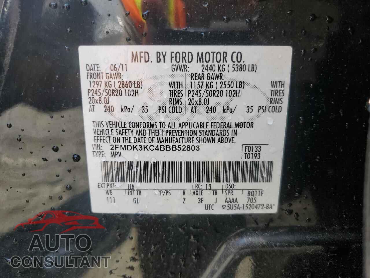 FORD EDGE 2011 - 2FMDK3KC4BBB52803