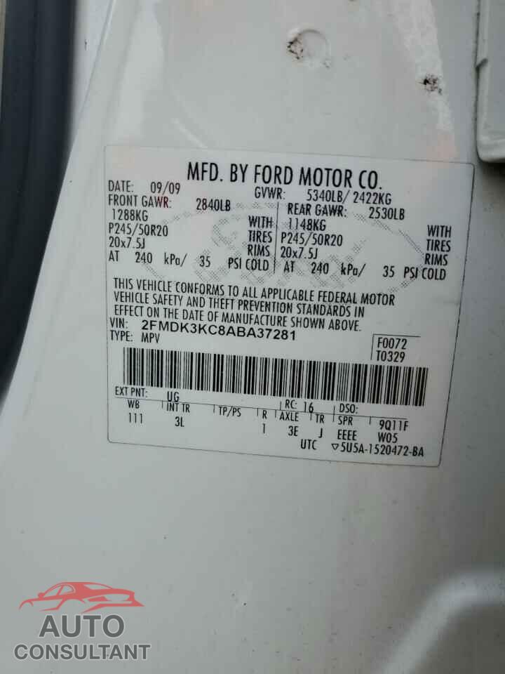 FORD EDGE 2010 - 2FMDK3KC8ABA37281