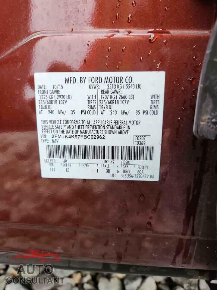 FORD EDGE 2015 - 2FMTK4K97FBC02962