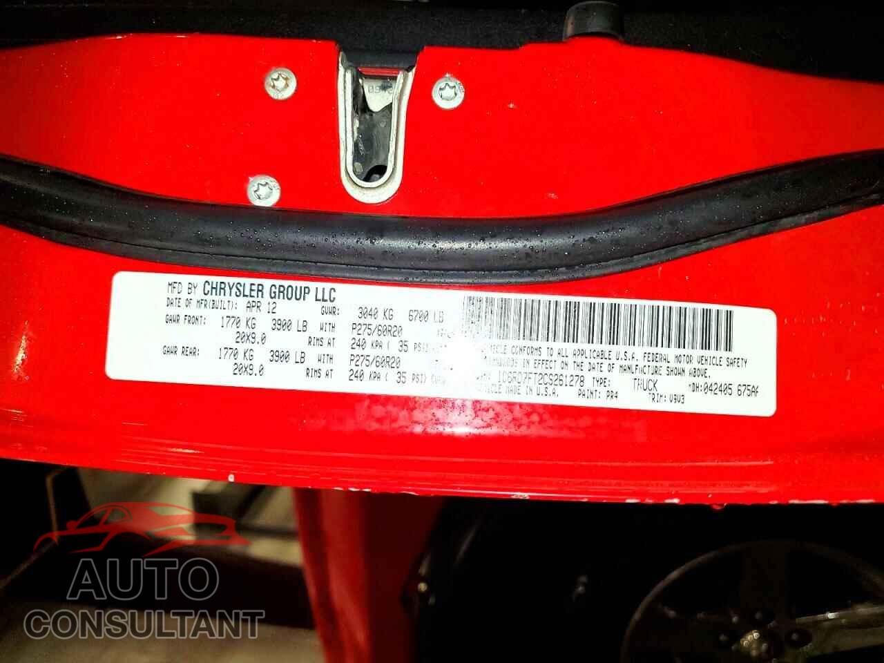DODGE RAM 1500 2012 - 1C6RD7FT2CS261278