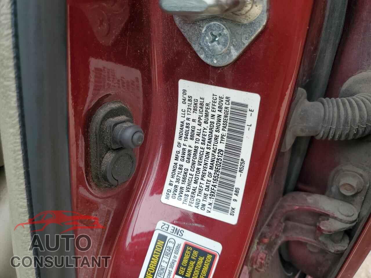 HONDA CIVIC 2009 - 19XFA16529E025129