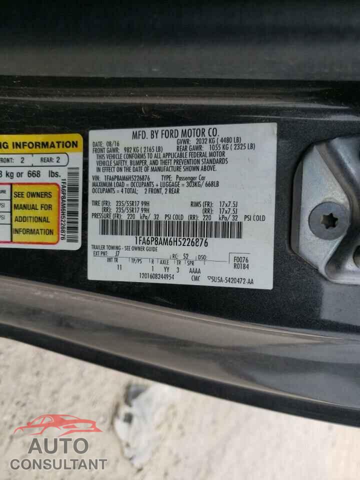 FORD MUSTANG 2017 - 1FA6P8AM6H5226876